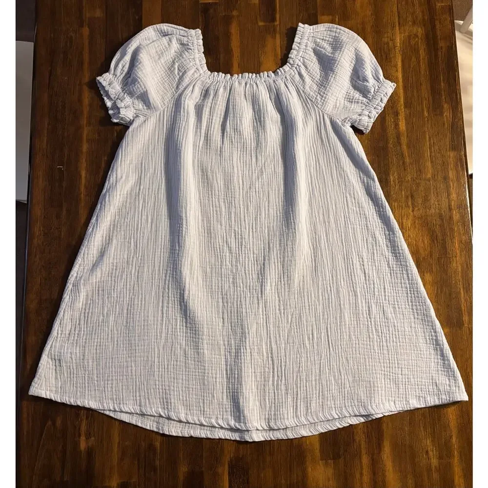 Crewcuts Girls Size 12 Dress 100% Cotton Gauze Puff Sleeve Sundress Beach